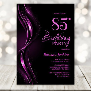 Invitation Soirée 85e anniversaire de style noir et rose