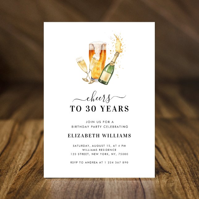 Invitation Soirée à 30 ans Thème de la bière 30e fête d'anniv (Créateur téléchargé)