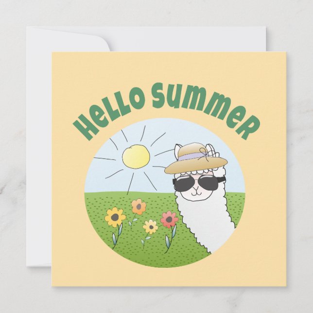 Invitation Soirée alpaka Hello Summer Alpaca (Devant)