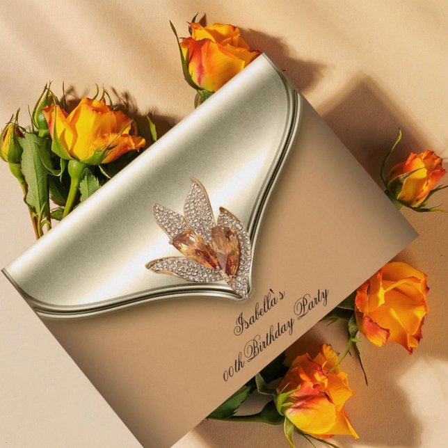 Invitation Soirée Anniversaire Caramel Beige Or (Créateur téléchargé)