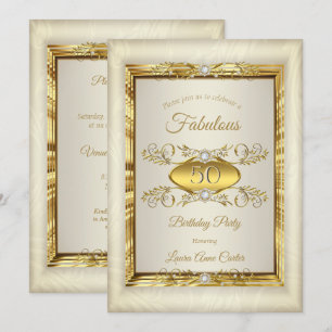 Invitation Soirée Anniversaire Gold Diamond Beige Cream