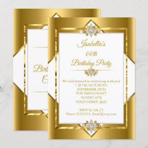 Invitation Soirée Anniversaire Gold White Diamond