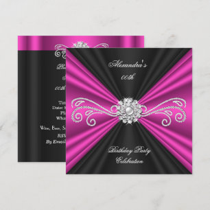 Invitation Soirée Anniversaire Rose Black Diamond