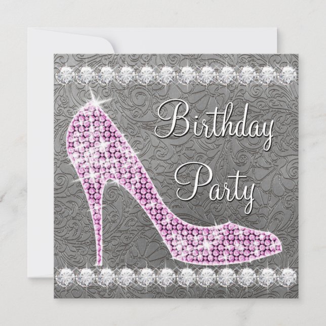 Invitation Soirée Anniversaire Rose Élégante (Devant)