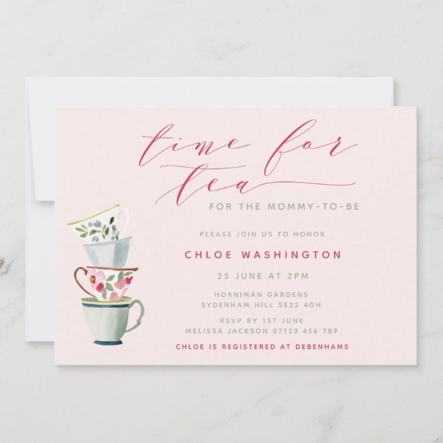 Invitation Soirée Baby shower Thé Tasses À Thé Moderne (Devant)