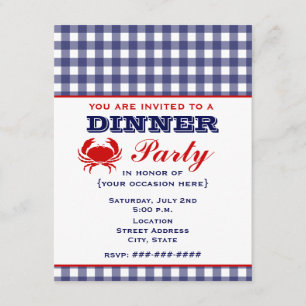 Invitation Soirée Bleue Vichy & Crabe