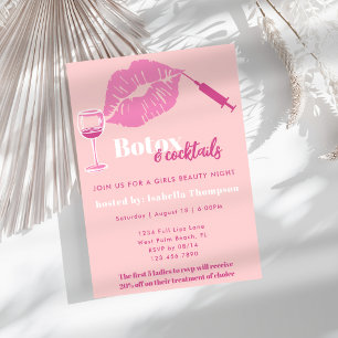 Invitation Soirée Botox Fille Moderne aux Joues Rosies et Ros