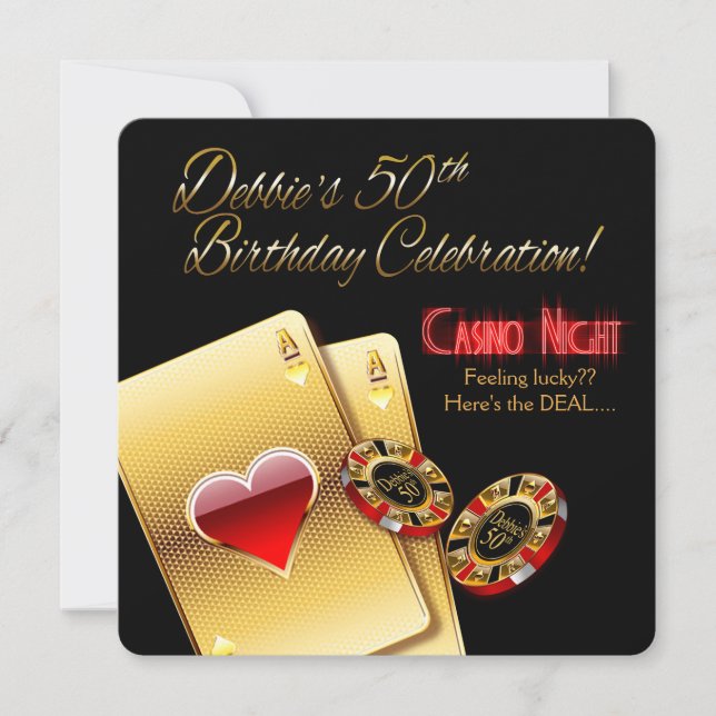 Invitation Soirée Casino Debbie Vegas 50e anniversaire (Devant)