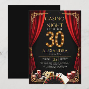 Invitation Soirée Casino Vegas Poker Roulette 30e Anniversair