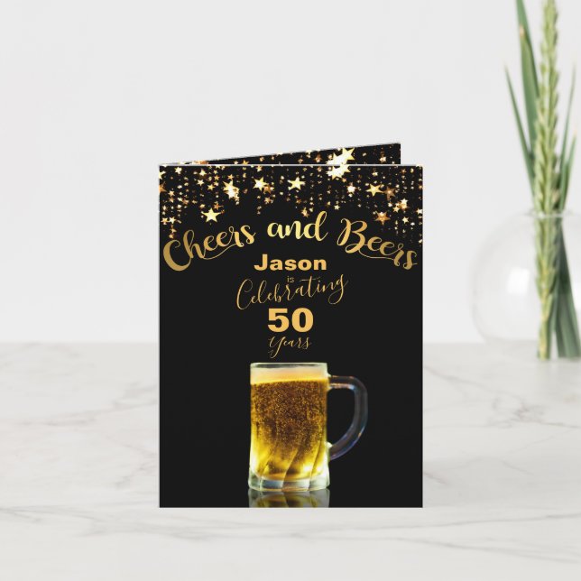 Invitation Soirée "Cheers and Beers" Elégante fête du 50e ann (Devant)