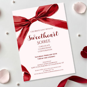 Invitation Soirée Chérie Élégant Nœud Jour de la Saint-Valent
