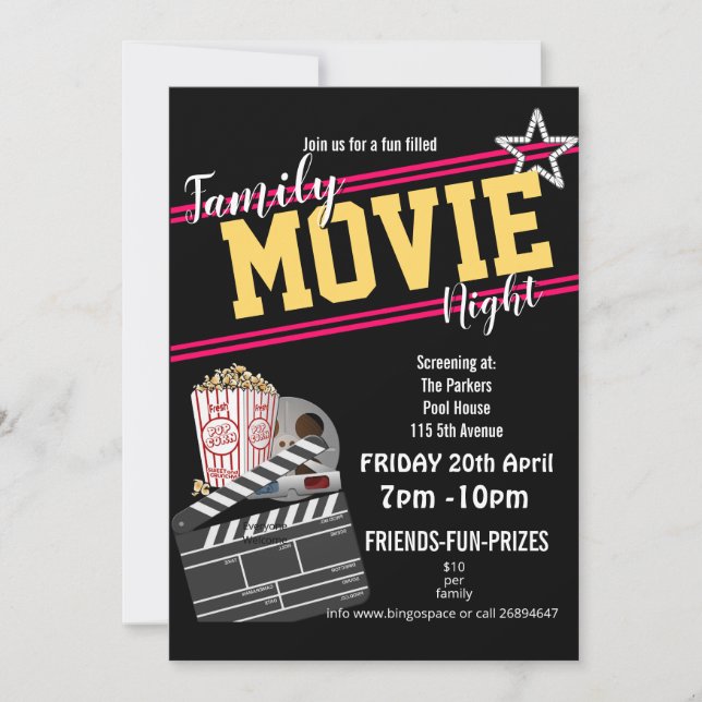 Invitation Soirée cinéma de famille, événement PTO de Pta de (Devant)