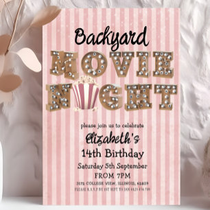 Invitation Soirée Cinéma de Jardin Popcorn Lumières de Marque
