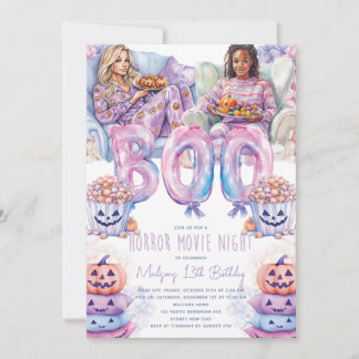 Invitation Soirée cinéma d'horreur Halloween Fête de bois