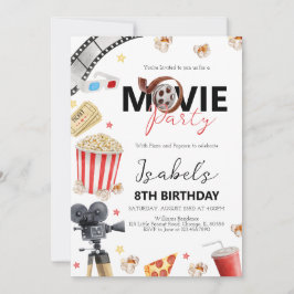 Invitation Soirée cinéma fête d'anniversaire