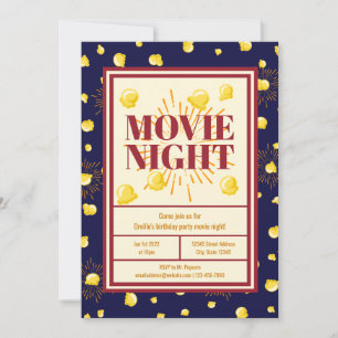 Invitation Soirée cinéma fête d'anniversaire - Firework Popco