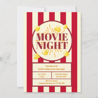 Invitation Soirée cinéma fête d'anniversaire - Sac à Popcorn 