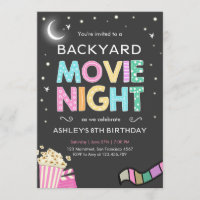Soirée cinéma sous l'invitation d'anniversaire