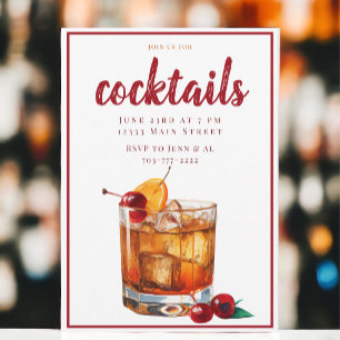 Invitation Soirée Classique avec Cocktail Old Fashioned