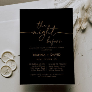 Invitation Soirée Classique d'or noir avant le dîner de répét