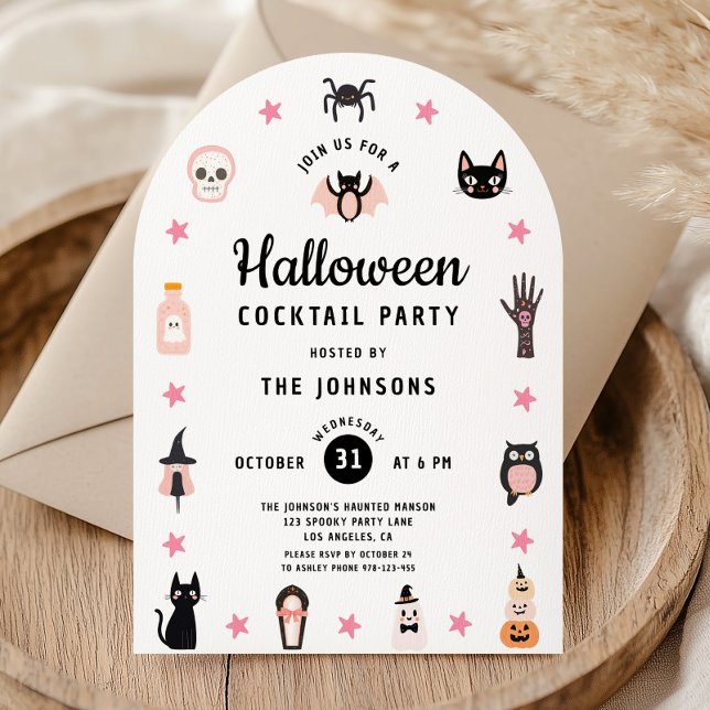 Invitation Soirée Cocktail Cute Halloween (Cute Halloween Cocktail Party Invitation)