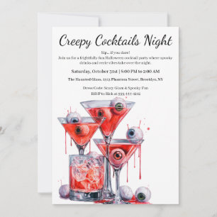 Invitation Soirée Cocktail Halloween   Boisson Creepy Eyeball