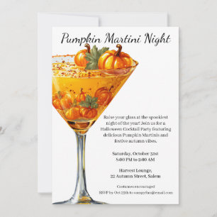 Invitation Soirée Cocktail Halloween Martini à la citrouill
