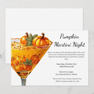 Invitation Soirée Cocktail Halloween Martini à la citrouill