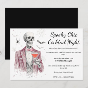 Invitation Soirée Cocktail Halloween   Nuit Chic et Squeletti