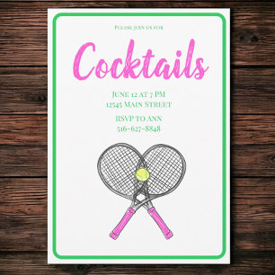 Invitation Soirée Cocktail Raquettes de Tennis Rose Prépa