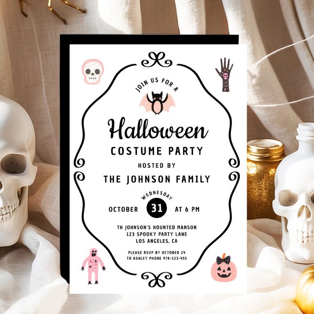 Invitation Soirée Coquette Halloween Costume Party (Cute Coquette Halloween Costume Party Invitation)