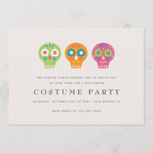 Invitation Soirée costume de crânes de sucre