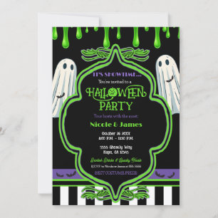 Invitation Soirée Costume d'Halloween Slime Vert