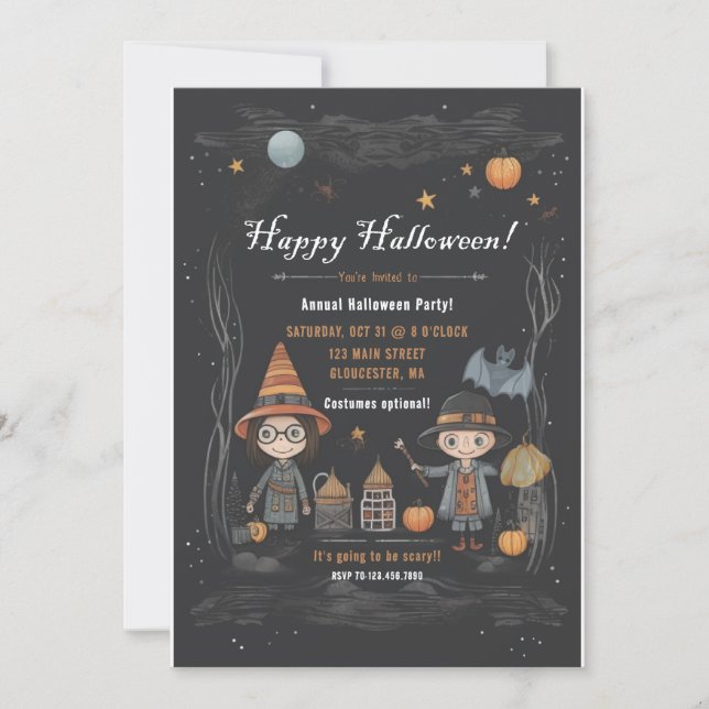 Invitation Soirée Costume Halloween Pour Enfants (Devant)