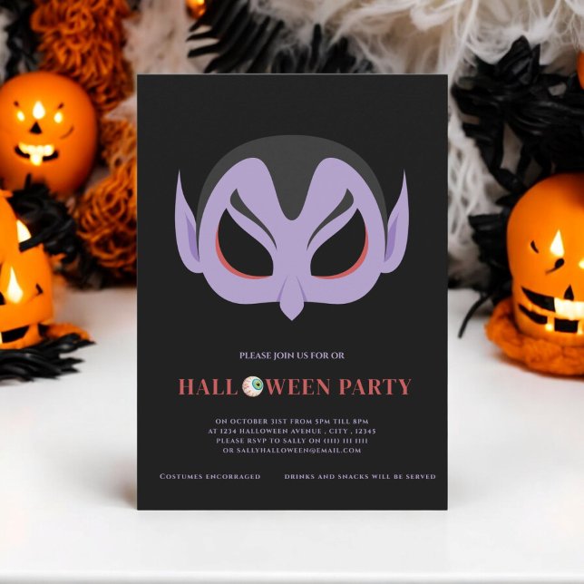 Invitation soirée costume halloween pour enfants (kids halloween dracula costume party , modern simple cute , kids party , spooky)