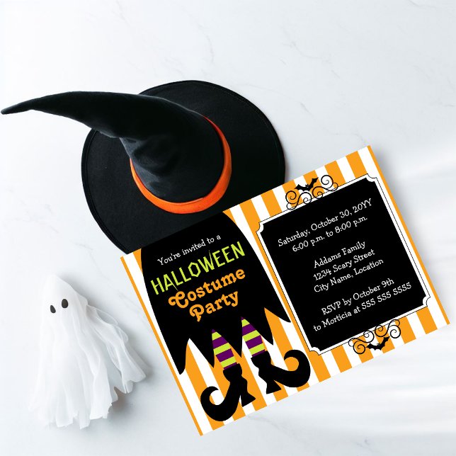 Invitation Soirée costumée de sorcière Halloween (A bewitching Halloween costume party invite perfect for kids and adults.)