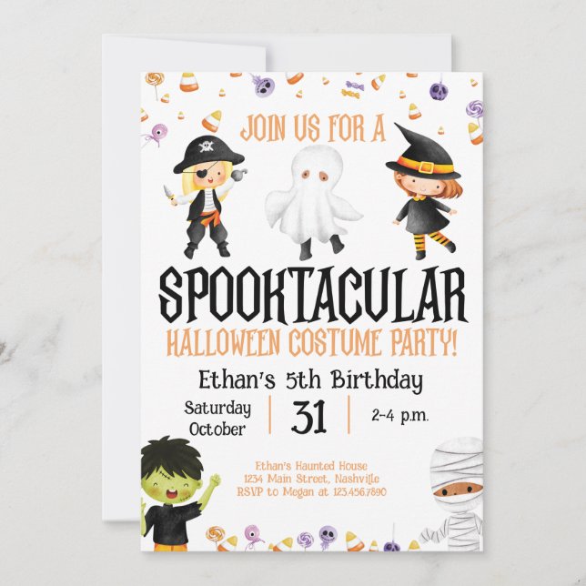 Invitation Soirée costumée d'Halloween Anniversaire de la fêt (Devant)
