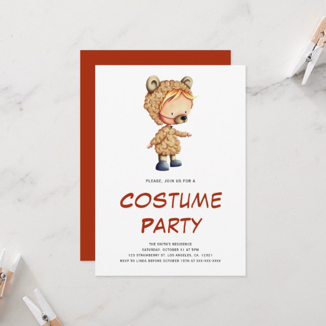 Invitation Soirée costumée pour enfants (Devant/Arrière en situation)