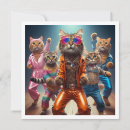 Invitation Soirée costumée, Soirée dansante disco, chat