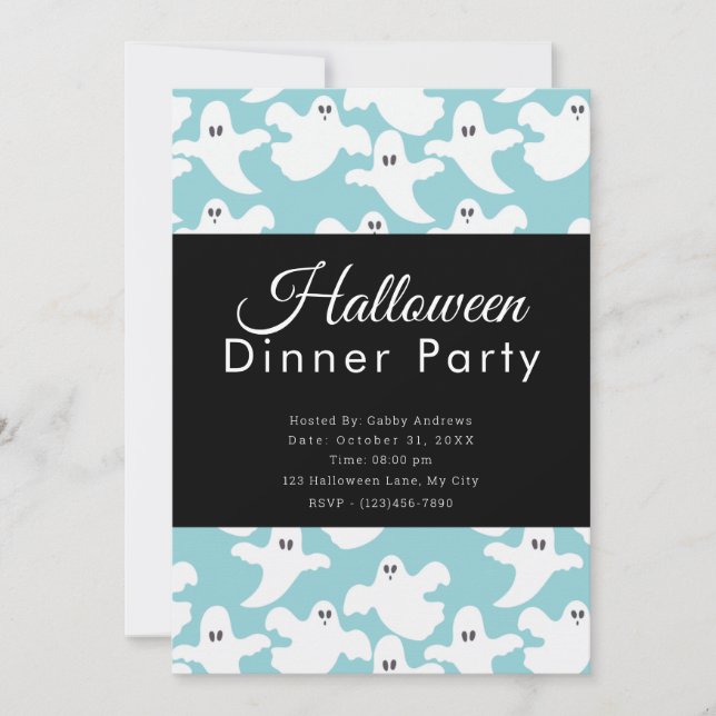 Invitation Soirée Cute Ghosts Pastel Green Halloween (Devant)