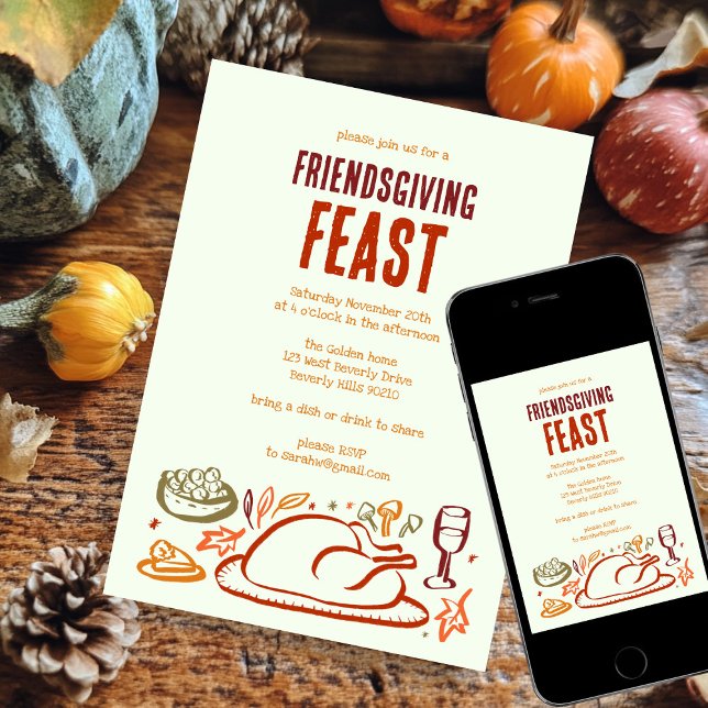 Invitation Soirée d'Action de grâces Whimsgiving Friendsgivin (Whimsical Thanksgiving Friendsgiving Dinner Party Invitation Digital Download evite)