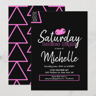 Invitation Soirée Dames Fête d'Anniversaire Rose Lèvres Noire