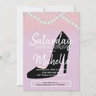 Invitation Soirée Dames Fête d'Anniversaire Talons Hauts Perl