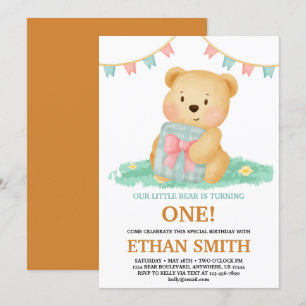 Invitation Soirée d'anniversaire à l'ours en peluche