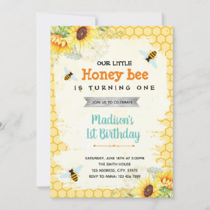 Invitation Soirée d'anniversaire à thème d'abeille