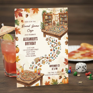 Invitation Soirée d'anniversaire au café de jeux de société c