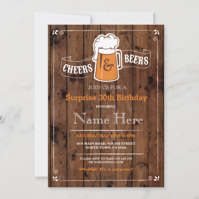 Invitation Soirée d'anniversaire de bière et bière TOUT ÂGE B (Devant)