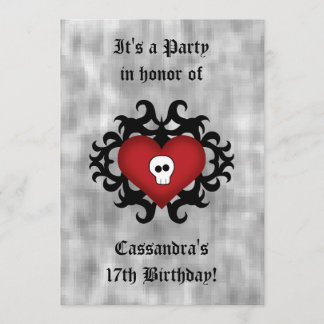 Invitation Soirée d'anniversaire de coeur gothique