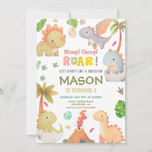 Invitation Soirée d'anniversaire de Cute Dinosaur