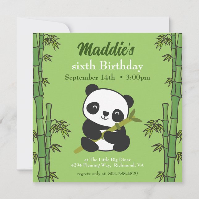 Invitation Soirée d'anniversaire de Cute Panda Kiddie (Devant)